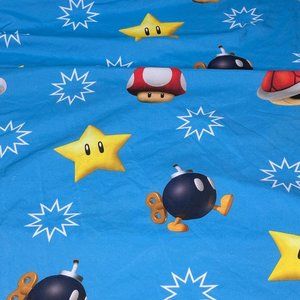 Nintendo Super Mario Brothers Twin Flat Sheet Bomb Star Shell Mushroom Bedding